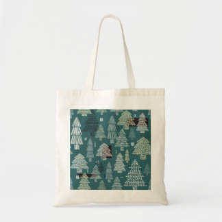 Winterbäume, vintage Weihnachtsmuster. Tragetasche