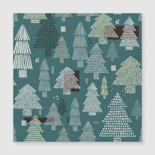 Winterbäume, Weihnachtsmuster der Jahrtausende. Magnetkarte