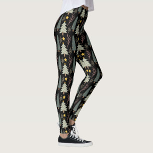 Winterbaumen Waldweihnachtsmuster Modernes Grün Leggings