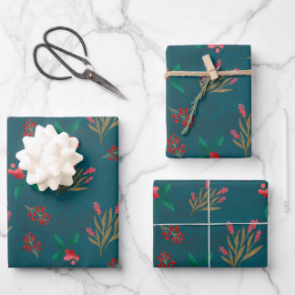 Winterbeere - blau geschenkpapier set