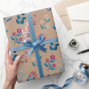 Winterbeeren und Grünzeug Geschenkpapierrolle Geschenkpapier