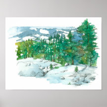 Winterberglandschaft Felsen Evergreen Trees