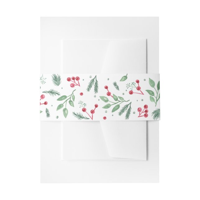 Winterberries-Aquarell-Feiertag Einladungsbanderole (Vorderseite Beispiel)