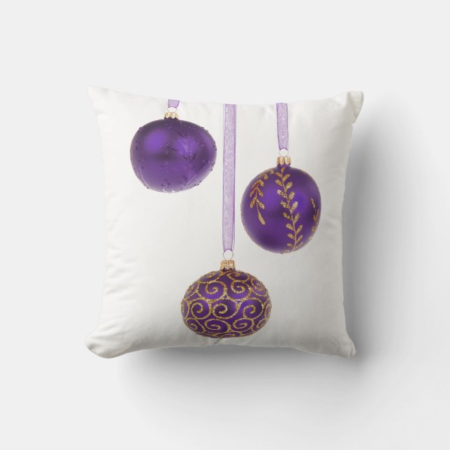 Winterberry-Amethyst lila Lavendel-Weihnachten Kissen (Vorderseite)