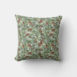 Winterberry Holly, Red Berries, Pine Cones Kissen