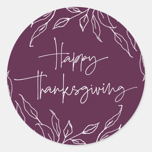 Winterberry Leaf Motif Happy Thanksgiving Runder Aufkleber (Vorderseite)