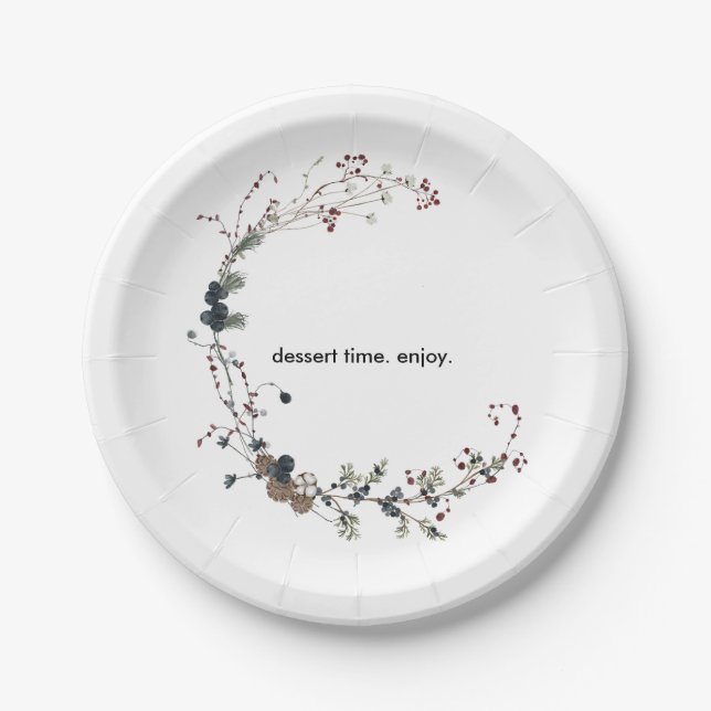 Winterberry Rustic Boho Wildblume Gardens Dessert Pappteller (Vorderseite)