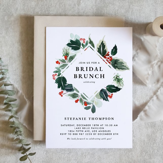 Winterberry und Holly Greenery Bridal Brunch Einladung (Von Creator hochgeladen)