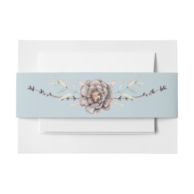 Winterblau mit Pine Cones Wasserfarbenhochzeit Einladungsbanderole (Vorderseite Beispiel)
