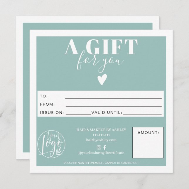 Winterblau, modernes Quadratgeschenk-Logo (Vorne/Hinten)