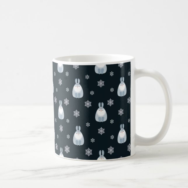 WINTERBLAU UND WEISSE FERIENWOHNUNG BUNNY RABBBITS KAFFEETASSE (Rechts)