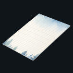 Winterblaue Kiefernbäume mit Notizblock<br><div class="desc">Dieses winterblaue Kiefernbäume umsäumte Notizblock zeigt eine ruhige Aquarellbilder von schneebedeckten Kiefernbäumen entlang der Grenze und eine sanfte Wischung des blauen Himmels oben. Die beruhigende Winterlandschaft bietet einen schönen Rahmen für das Schreiben von Briefen, Notizen und Aufgabenlisten während der Ferienzeit. Mit seinen weichen Linien und seinem friedlichen Design fügt dieses...</div>