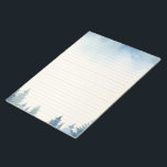 Winterblaue Kiefernbäume mit Notizblock<br><div class="desc">Dieses winterblaue Kiefernbäume umsäumte Notizblock zeigt eine ruhige Aquarellbilder von schneebedeckten Kiefernbäumen entlang der Grenze und eine sanfte Wischung des blauen Himmels oben. Die beruhigende Winterlandschaft bietet einen schönen Rahmen für das Schreiben von Briefen, Notizen und Aufgabenlisten während der Ferienzeit. Mit seinen weichen Linien und seinem friedlichen Design fügt dieses...</div>