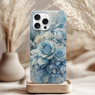 Winterblaue Rosen - Elegante Eisblumen  iPhone 15 Pro Hülle