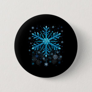 Winterblaue Schneeflocke Weihnachten Xmas Kostüme Button