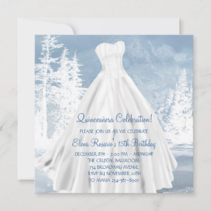 Winterblaue Schneeflocken Quinceanera Einladungen