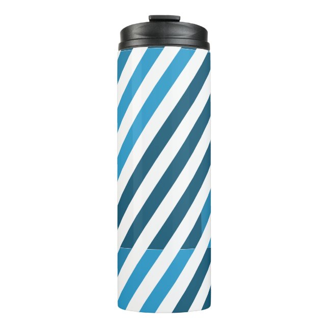 Winterblaue Streifen Thermosbecher (Vorderseite)