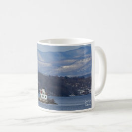 Winterblick auf das Leuchtturm von Esopus Meadows Kaffeetasse