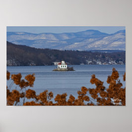 Winterblick auf das Leuchtturm von Esopus Meadows Poster