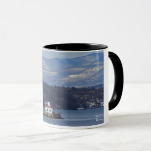 Winterblick auf das Leuchtturm von Esopus Meadows Tasse