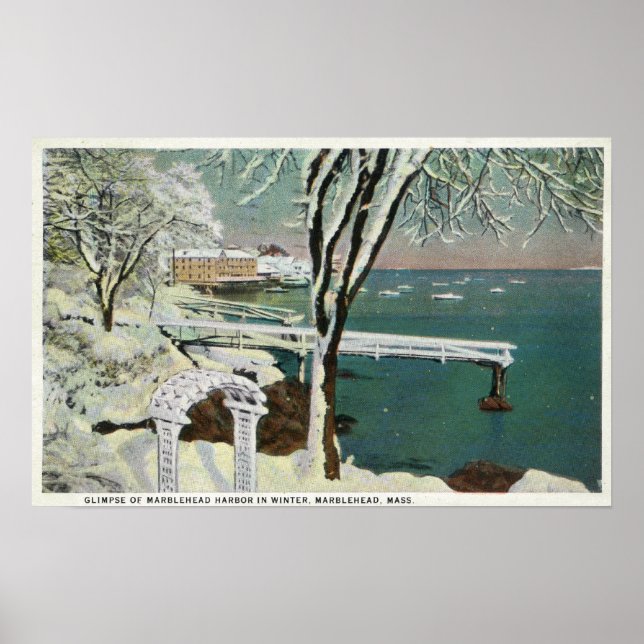 Winterblick auf den Hafen von Marblehead Poster (Vorne)