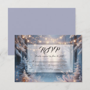 Winterblumen in vereisten Kiefern Hochzeit RSVP Karte