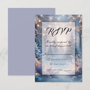 Winterblumen in vereisten Kiefern Hochzeit RSVP Karte