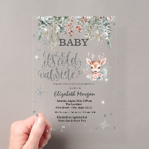 Winterblumen Schneeflocken Baby Liebes Baby Shower Acryleinladungen