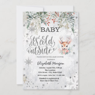 Winterblumen Schneeflocken Baby Liebes Baby Shower Einladung