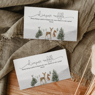 WinterBoho Woodland Diaper Raffle Umschließkarte Begleitkarte
