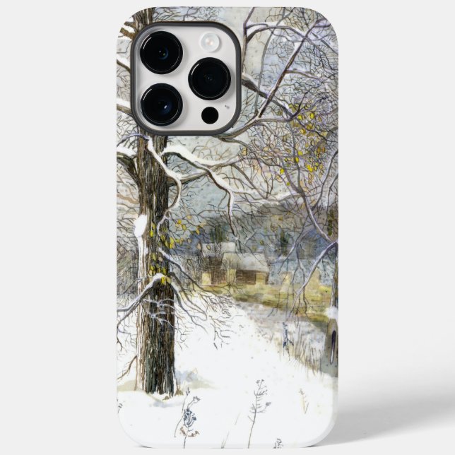 Winterbrücke Aquarellmalerei Case-Mate iPhone 14 Pro Max Hülle (Rückseite)