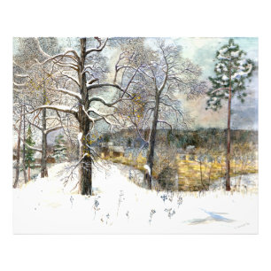 Winterbrücke Aquarellmalerei Fotodruck