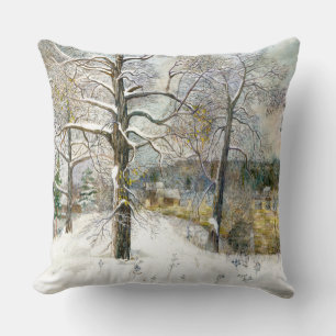 Winterbrücke Aquarellmalerei Kissen