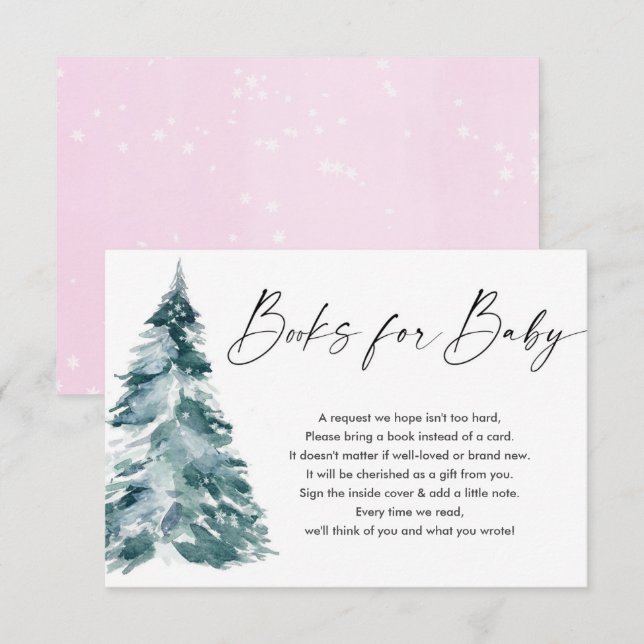 Winterbücher für Goldene Babypink-Mädchen Anforder Begleitkarte (Vorne/Hinten)