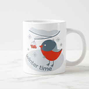 Winterbullfinkenvogel und Rowan Beeren Jumbo-Tasse