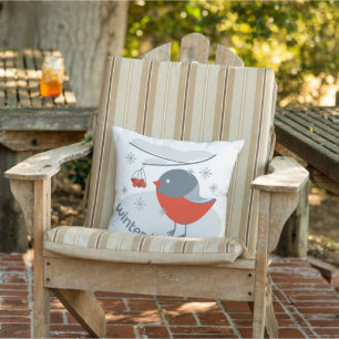 Winterbullfinkenvogel und Rowan Beeren Kissen