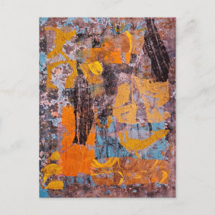 Wintercampfeuer, Collage, Ein Gel Print Abstract Postkarte
