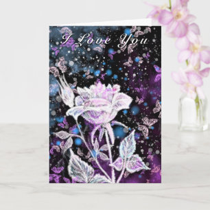 Wintercard Rose und Schmetterlinge Karte