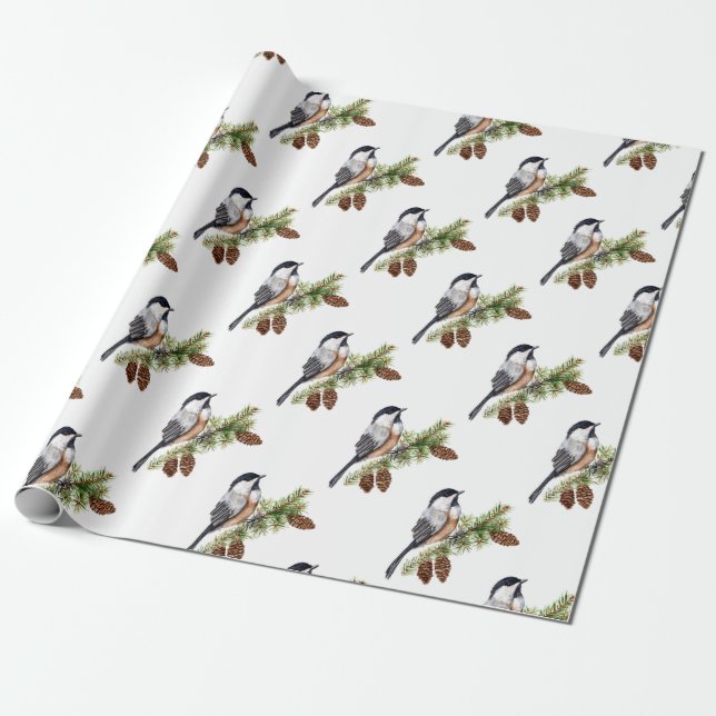 WinterChickadee Geschenkpapier (Ungerollt)