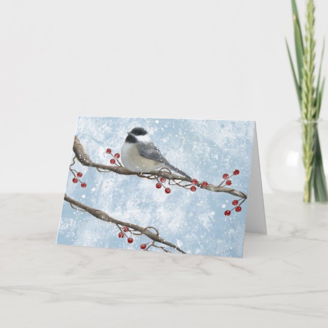 Winterchickadee-Karte Feiertagskarte (Vorderseite)