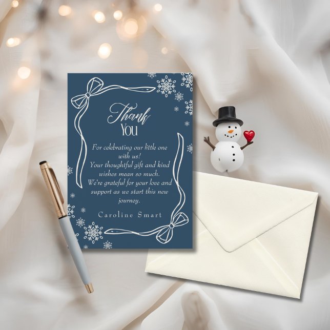 Wintercoquette Danke für die Baby Duschkarte Einladung (Winter Coquette Thank You Baby Shower Card)