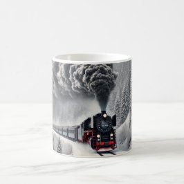 Winterdampfzug - Klassische Vintage Lokomotive Kaffeetasse