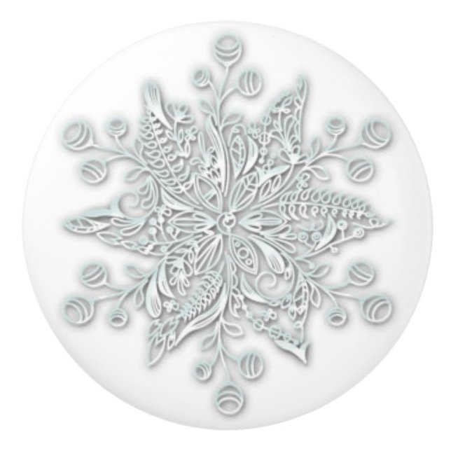 Winterdekor Schneeflocken Moderne Keramik Keramikknauf (Vorderseite)
