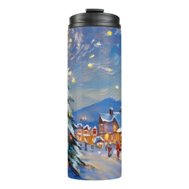 Winterdorf Feiertag Thermosbecher (Vorderseite)