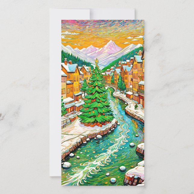 Winterdorf Feiertagskarte (Vorderseite)