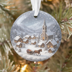 Winterdorf in einem Bergtal Ornament