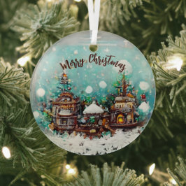 Winterdorf Märchenhäuser Schneeflocke Ornament Aus Glas