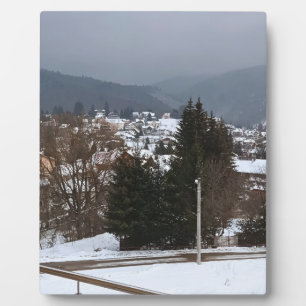 Winterdorf Panorama - ländliche Landschaft Rumänie Fotoplatte
