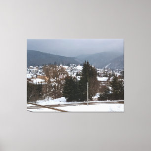 Winterdorf Panorama - ländliche Landschaft Rumänie Leinwanddruck