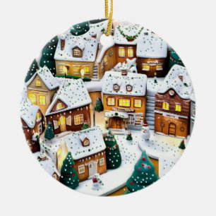 Winterdorf Wonderland Runde Keramik Ornament
